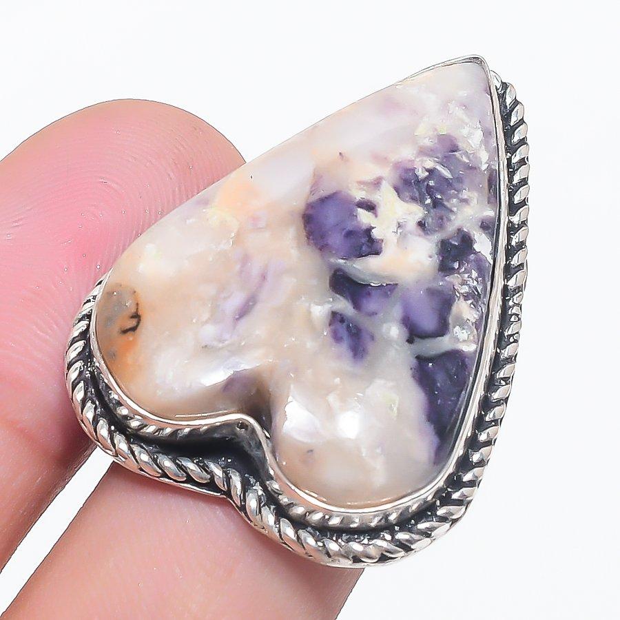 

Natural Tiffany Stone Gemstone 925 Sterling Silver Jewelry Ring Size 8 J3T34
