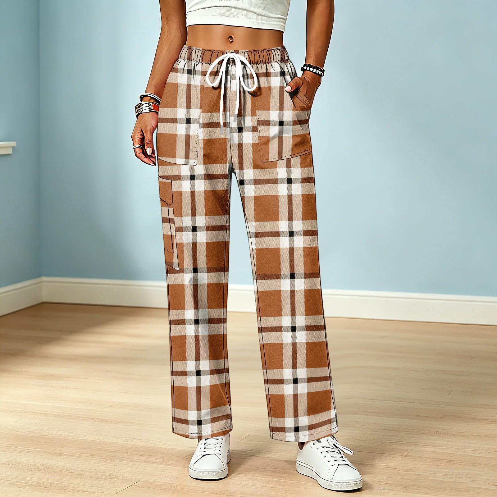Women s Casual Pants with Drawstring Elastic Waist and Pockets for Work Everyday Wear S