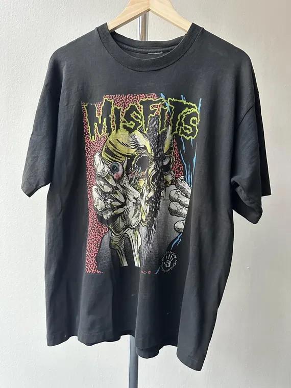 Vintage 1990 Misfits “Pushead” T-Shirt Black Color Gift Fan Shirt AN45627 XL