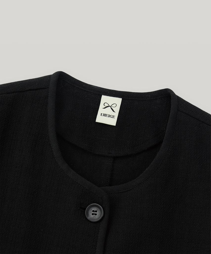 Ubeige Cotton Tweed Button Vest (Black)