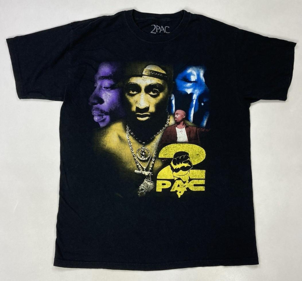 2pac Tupac Shakur Retro Graphic T-shirt Men Large Black Short Sleeve Music S