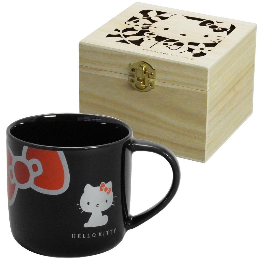 Sanrio Characters Hello Kitty Ceramic Mug in Wooden Gift Box Large 350ml Conservative Heisei Retro Minimalist Gift Birthday Tableware Kitty Goods