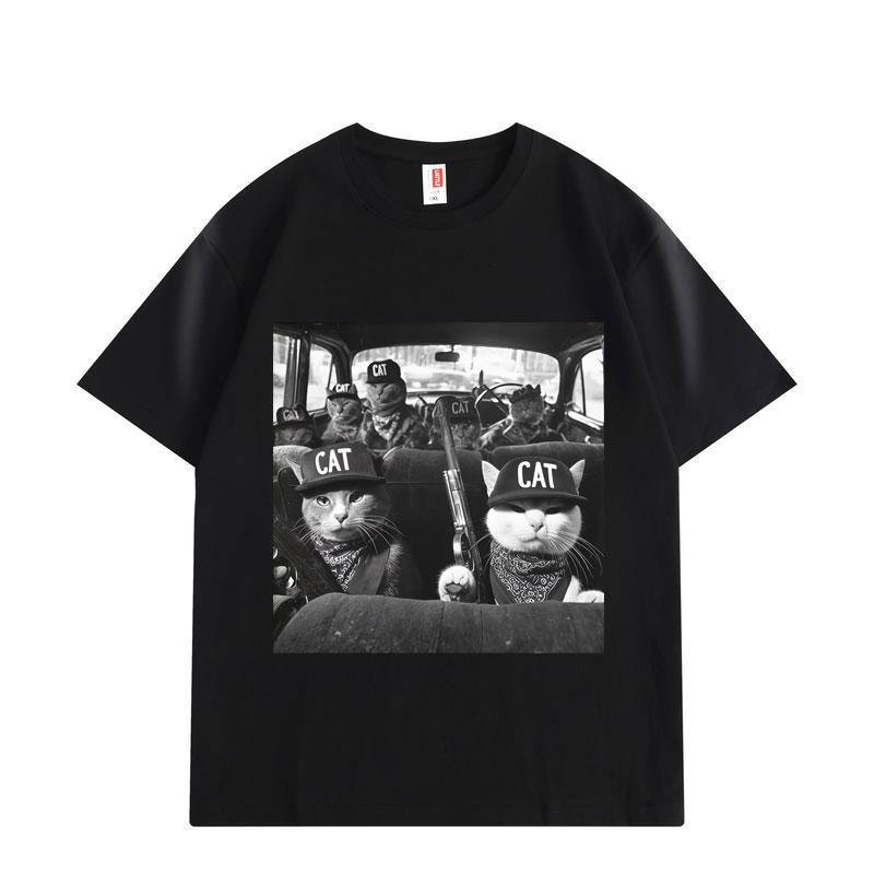 

Funny Mobster Cat Meme Graphic T Shirts Men Women Fashion Vintage Short Sleeve T-shirts Summer Casual Loose Cotton T-shirt S