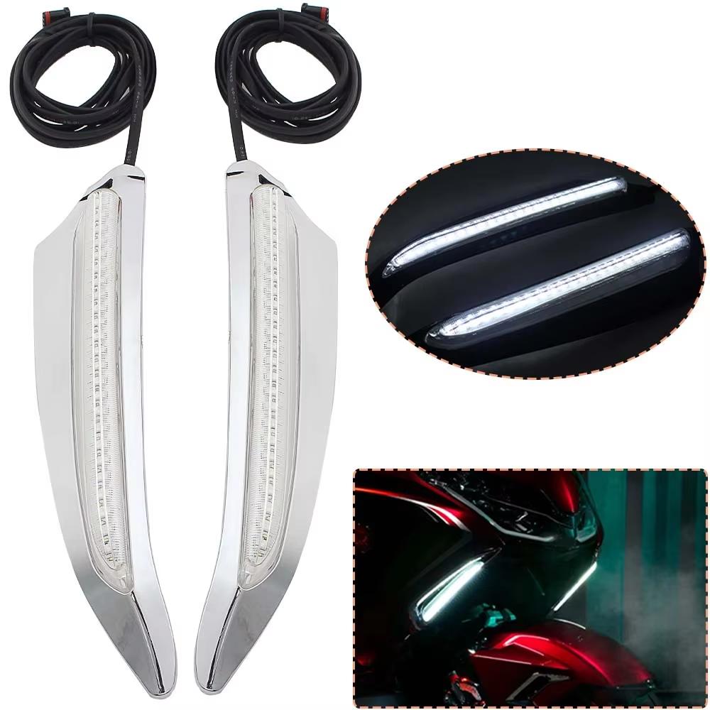 Motorcycle Part Front Lighted Vent Trim LED Light Turn Signal Lamp Kit ABS Plastic For Honda Gold Wing Tour DCT Airbag 2018-up
