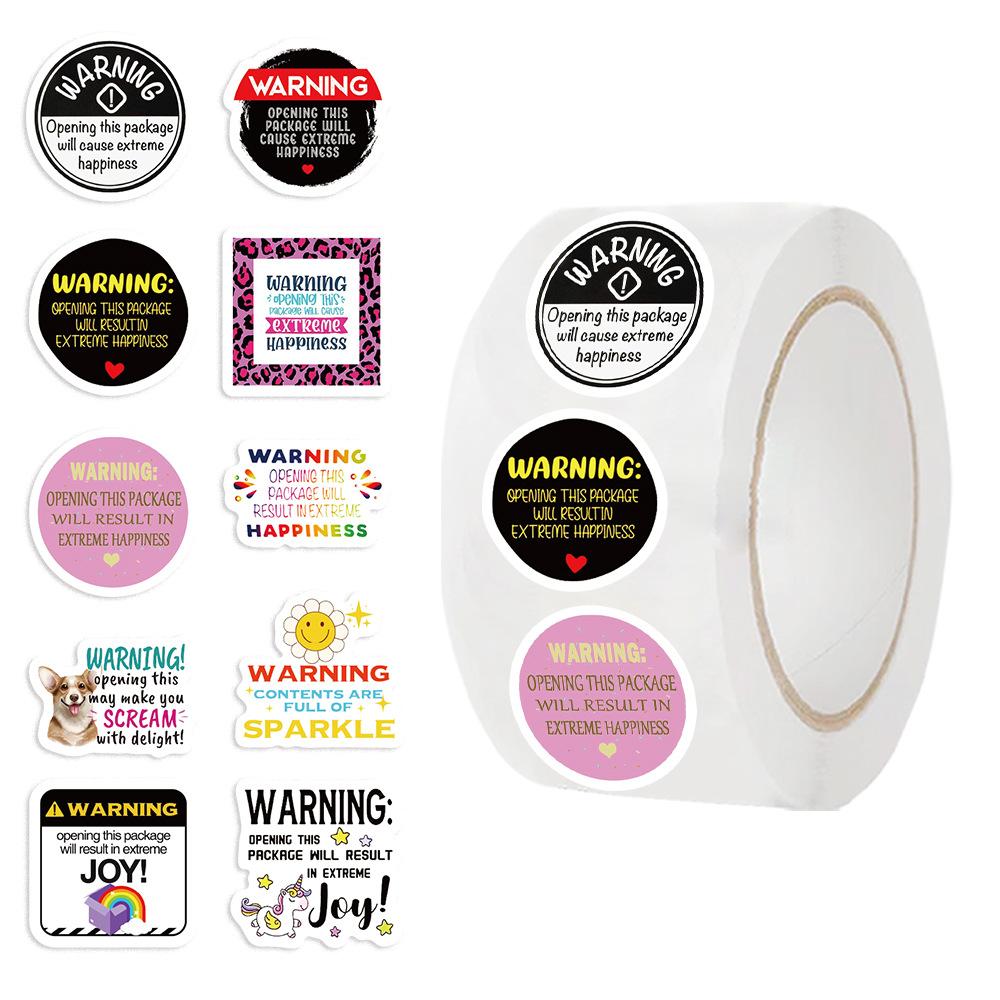 500 Pictures/roll Roll Sticker Hot-selling Tape Cartoon Warning Sticker Hand Account Material Decorative Envelope Seal Sticker