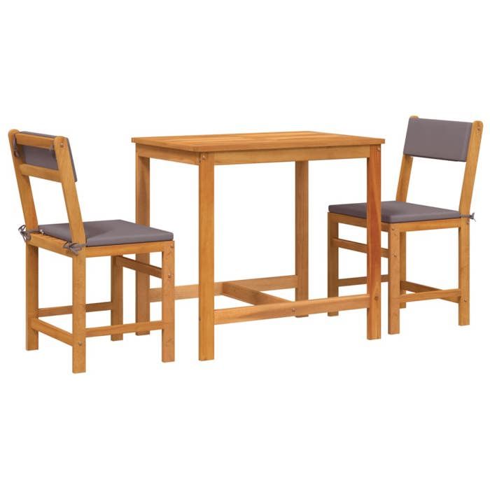 VidaXL Ensemble de balcon avec coussins 3 pcs bois massif d'acacia, ensemble de meubles de jardin, ensemble de meubles de 365856
