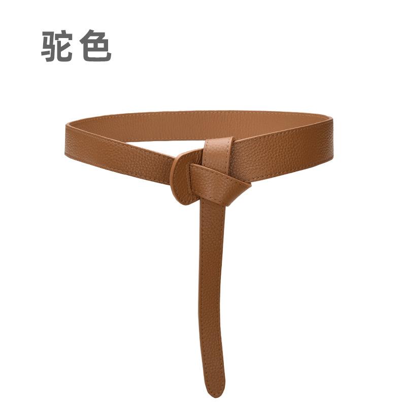 Double-Sided First-Layer Cowhide Belt Women'S Knotted Decorative Skirt Leather Belt Waist Women'S Sweater Jacket