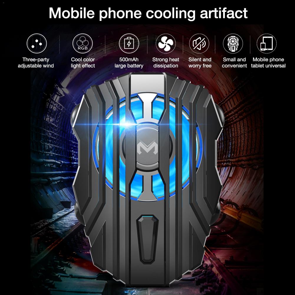 FL01 Mini Radiator Cold Wind Handle Fan for PUGB Mobile Phone Cooler Controller LED Light Cooling