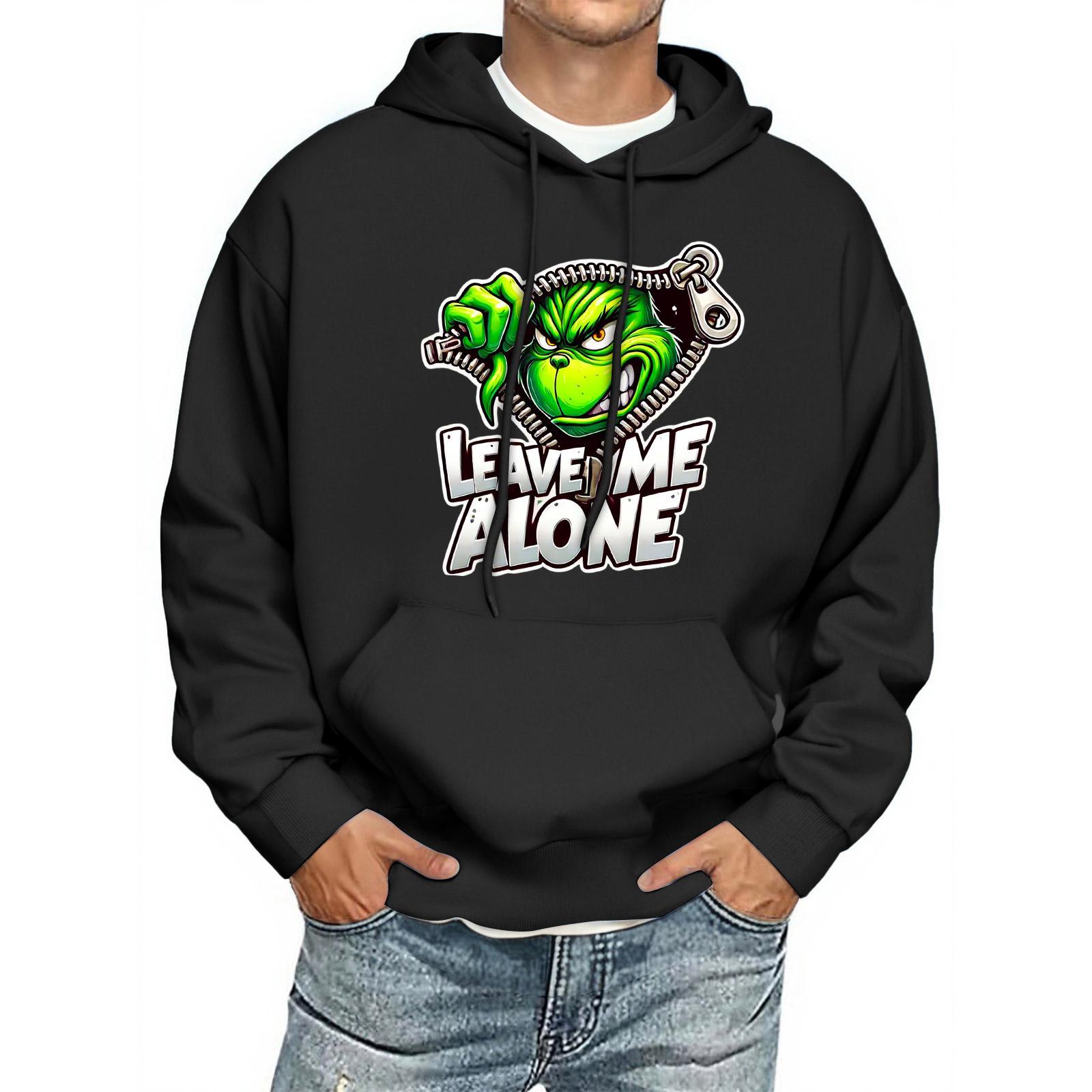 

Мужская толстовка с капюшоном с принтом, с длинным рукавом, повседневный пуловер, худи, толстовка с капюшоном L чёрный