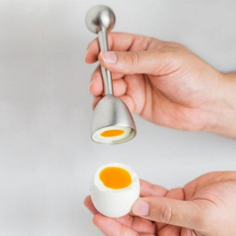 Stainless steel egg topper kitchen tool for removing cooked egg shells, precision eggshell opener breakfast gadget