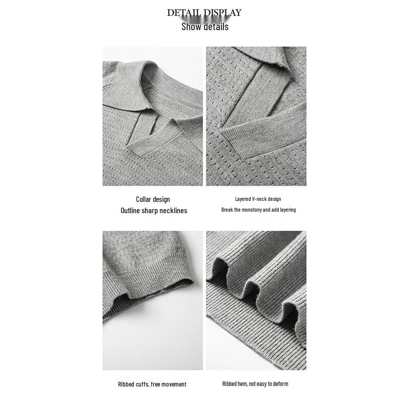 Hengyuanxiang Men's Business Casual Knit Short Sleeve Polo Shirt
