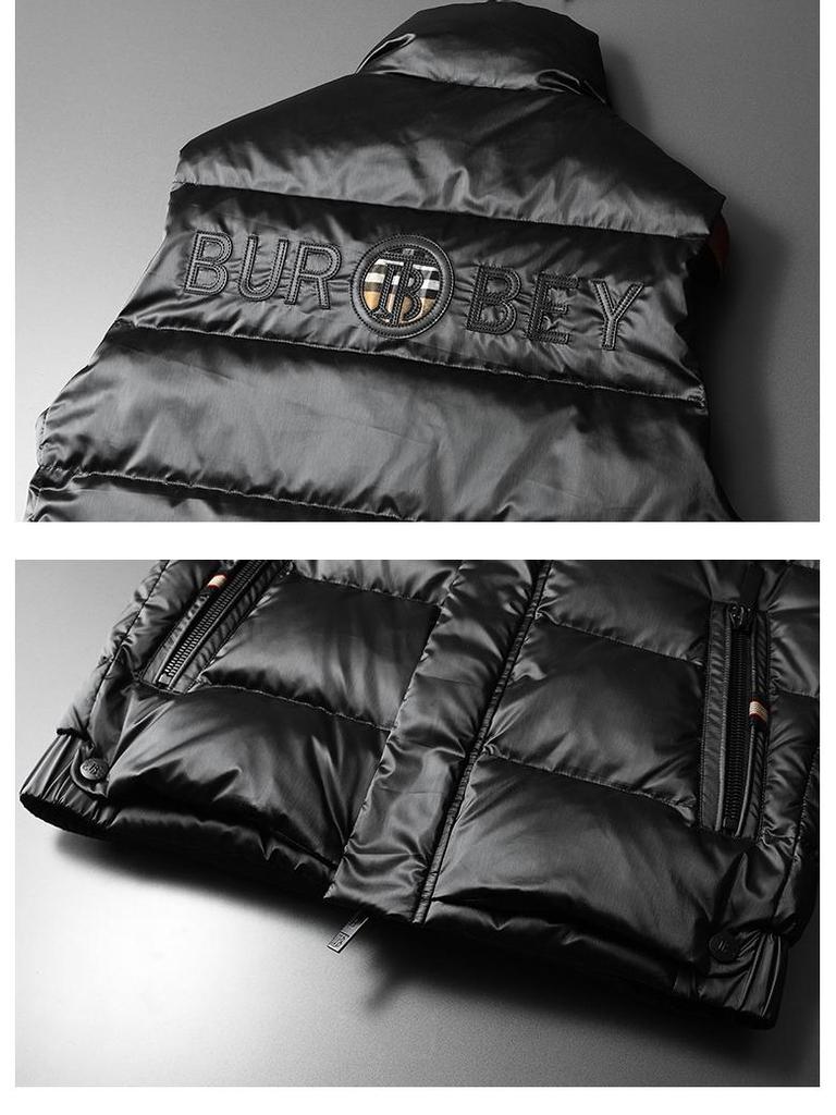 Męska Europejska Błyszcząca Kamizelka Puchowa - Zimowa z Kołnierzem Stojącym Moda Biały Puch Kaczy Odzież Wierzchnia