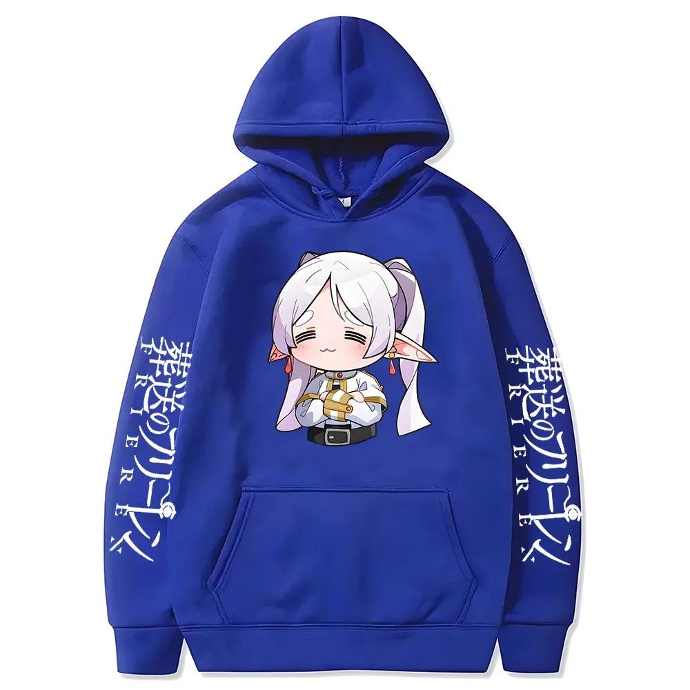 Cartoon Cute Frieren Hoodies Beyond Journey's End Manga Prind Autumn Winter Fleece Streetwear Tops