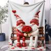 Pastel Gnome Couple Swing Throw Blanket Warm Throw Lightweight Cozy Flannel Cover for Living Room Christmas Valentine's Day Gift