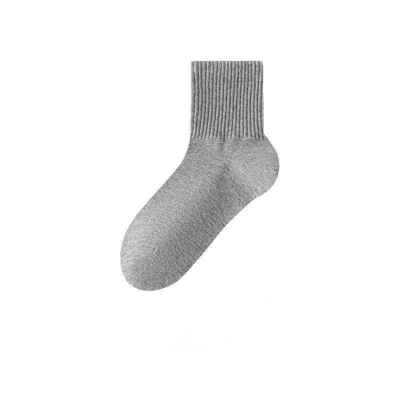 Female Spring and Autumn Leisure Pure Cotton Pure Color Antibacterial Deodorant Boneless Tube Socks