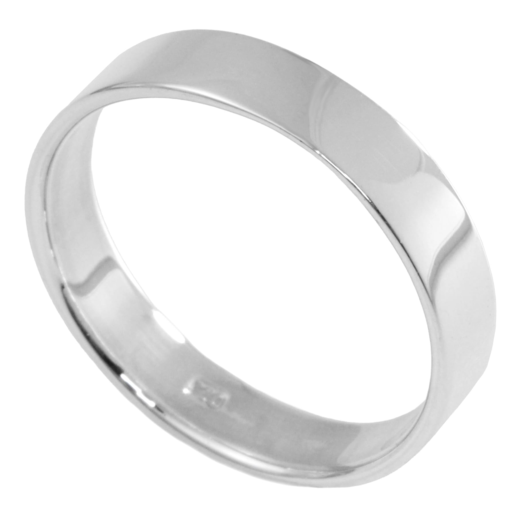 Gin no Sterling Silver 925 Simple Plain 4mm Flat Band Size Mirror Unisex [Shinjuku Kura] Ring, 6, Finish, Thin, Layered,