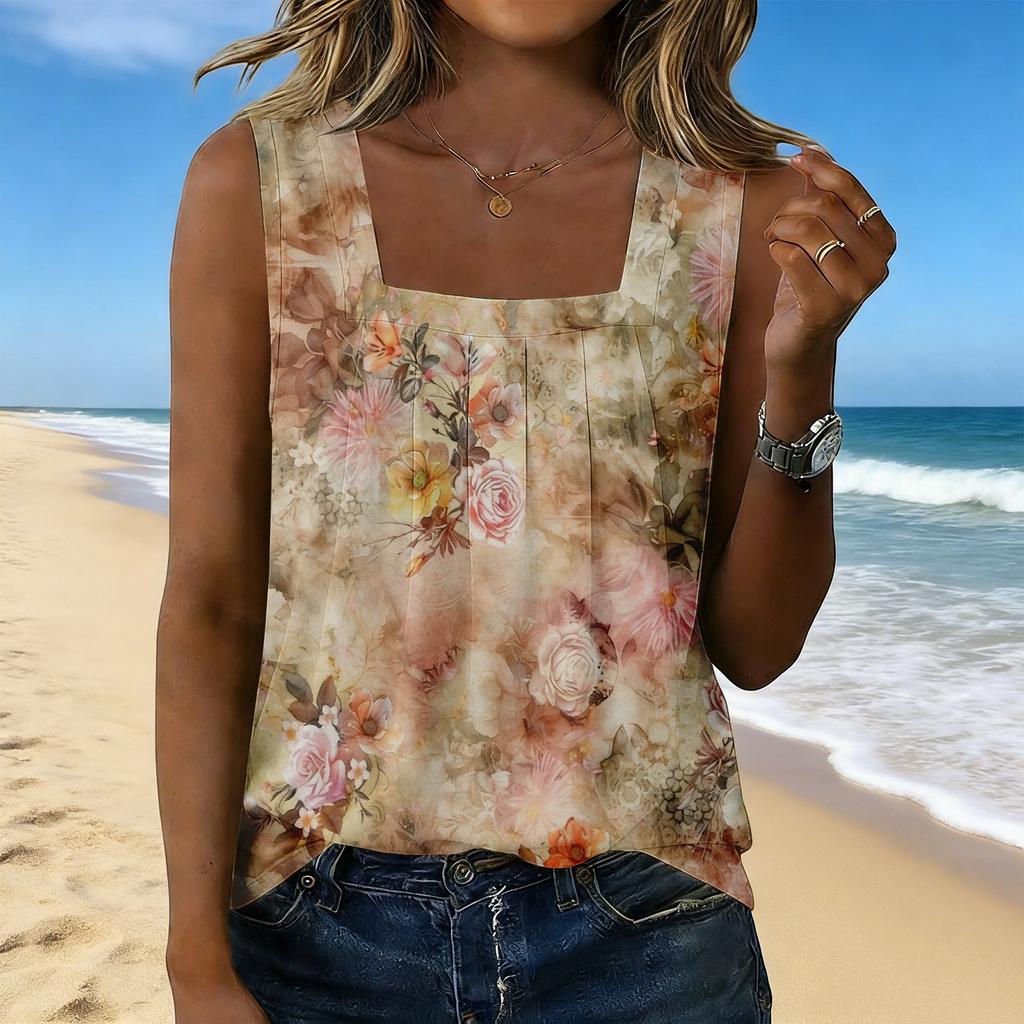 Women's Fashionable Casual Vintage Print Tank Top