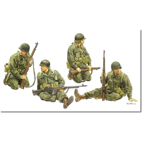 Platz Dragon 1/35 WWII US Tank Rider Figure Set of 4, Gen2, 1944-45, Plastic Model Kit, DR6378 (Personnel)