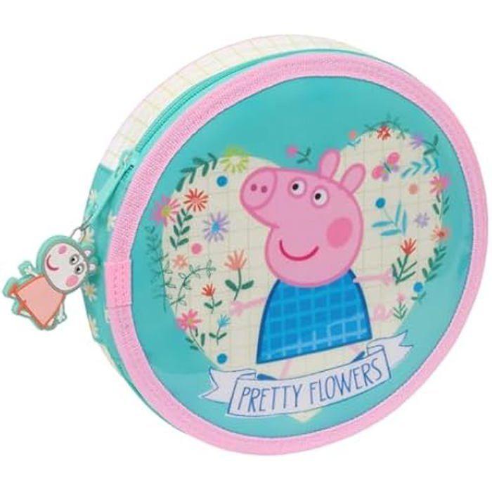 Trousse ronde - SAFTA - Peppa Pig Pretty Flowers - 18 pièces - Nettoyage facile - Enfants 5-14 ans