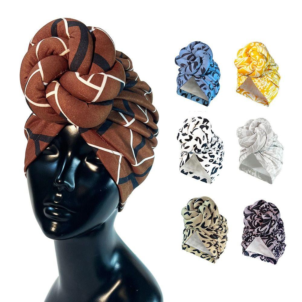 

Luxury Women Headdress Fashion Knotted Head Wrap Head Cap Head Scarf Turban Cap 4