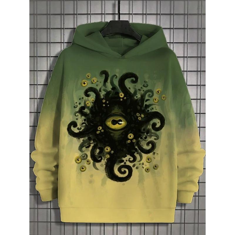 Fun Japanese Harajuku Fashion Men's Hoodie Casual Y2k Hoodie Men's Autumn and Winter Anime Beast Pattern Sports Hoodie