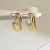 Mix Color Double Layer Earrings Gold Silver Huggie Earrings Geometric Earrings  Trendy Accessories
