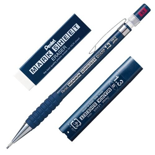 

Набор стержней с ластиком для механического карандаша Pentel Mark Sheet B AMZ-AM113B-SET синий