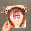 Cute Christmas Reindeer Plush Headband for Children New Year Hair Accessory and Hairpin Holiday Headwear