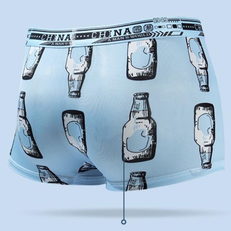 Herrenmode Bedruckte Boxershorts Shorts Aus Eisseide Sexy Nahtlose Unterwäsche Unterhosen Ultradünne Atmungsaktive Modehöschen