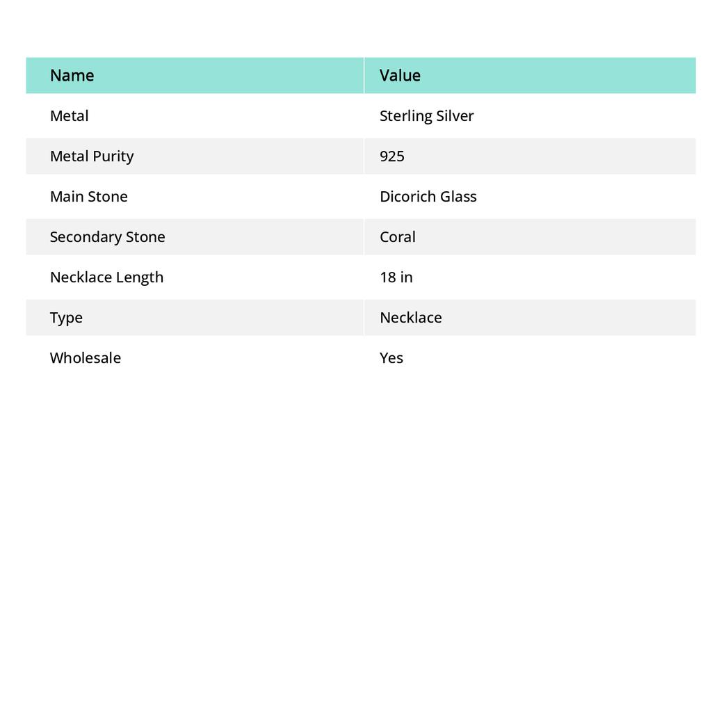 Dicorich Glass, Coral Handmade 925 Sterling Silver Necklace 18" P3W39