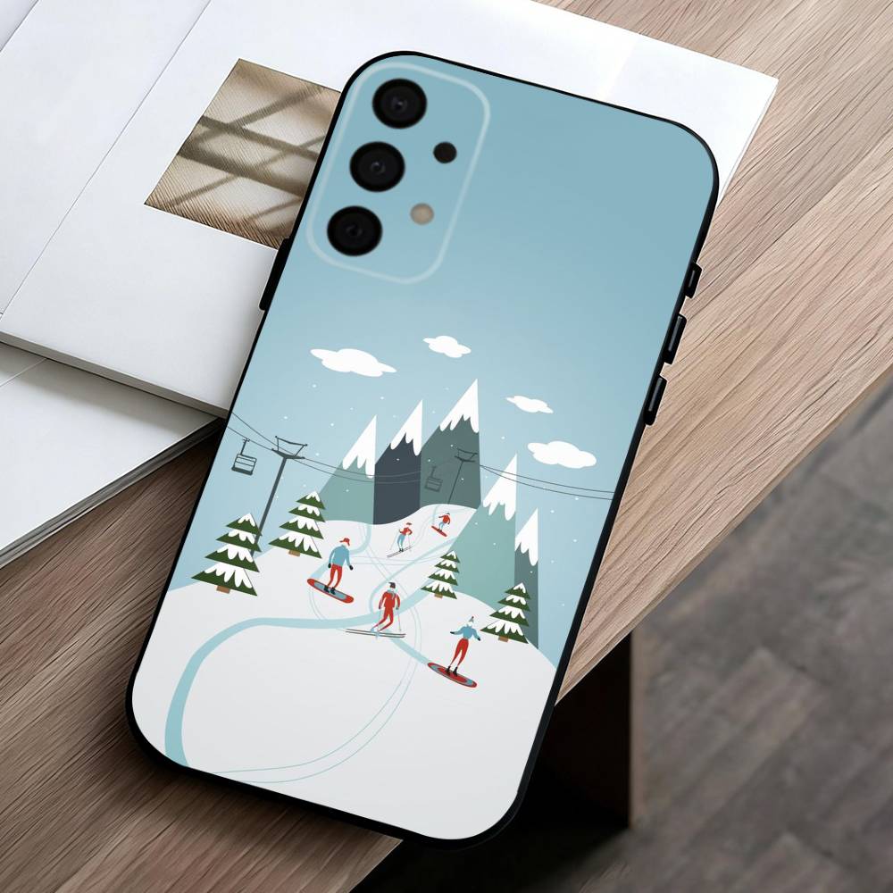 S-Skiing S-Snow Snowboard Ski art  Phone Case For Samsung Galaxy A73,A72,A71,A70,A53,A52,A51,Soft Silicone Black Cover