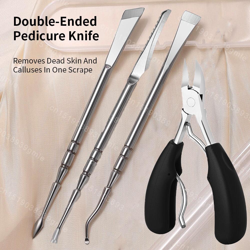 Professional Stainless Steel Double-Ended Foot Scraper Toe Nail Care Hook Ingrown Stainless Steel Double-Ended Foot Scraper
