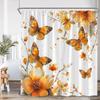 Butterfly Floral Shower Curtain Flower Plant Pink Purple Teal Butterflies Bathroom Decor Elegant Modern Polyester Bath Curtain
