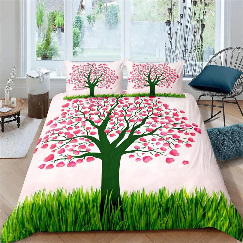 Comforter Tree Branches Botanical Leaves Print Bedding Set Polyester Nature Tree Comforter Queen Full For Kids Adults