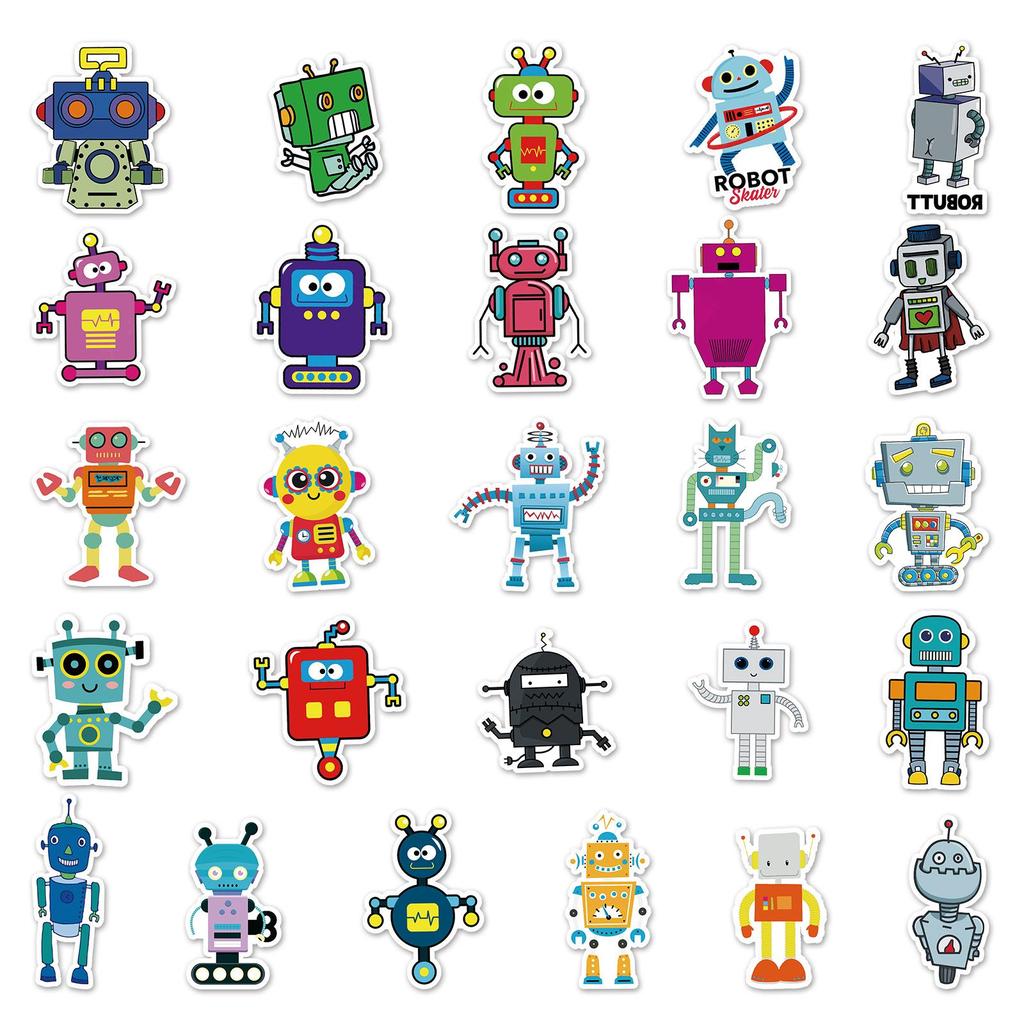 51-Piece Creative Robot Waterproof Graffiti Stickers for Suitcase, Skateboard, Scooter, Computer, Tablet, and Cartoon Decor