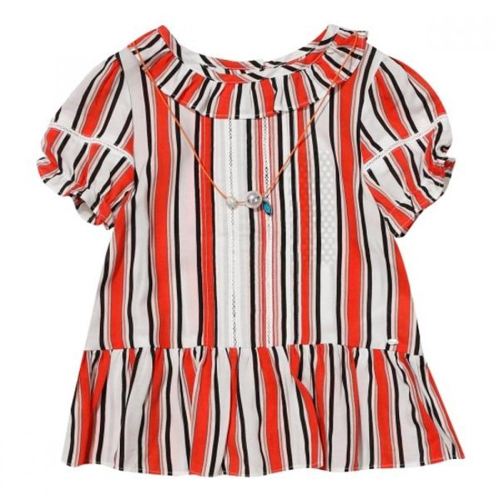 

[comance] Shine Striped Blouse C2021b357 Orange/100