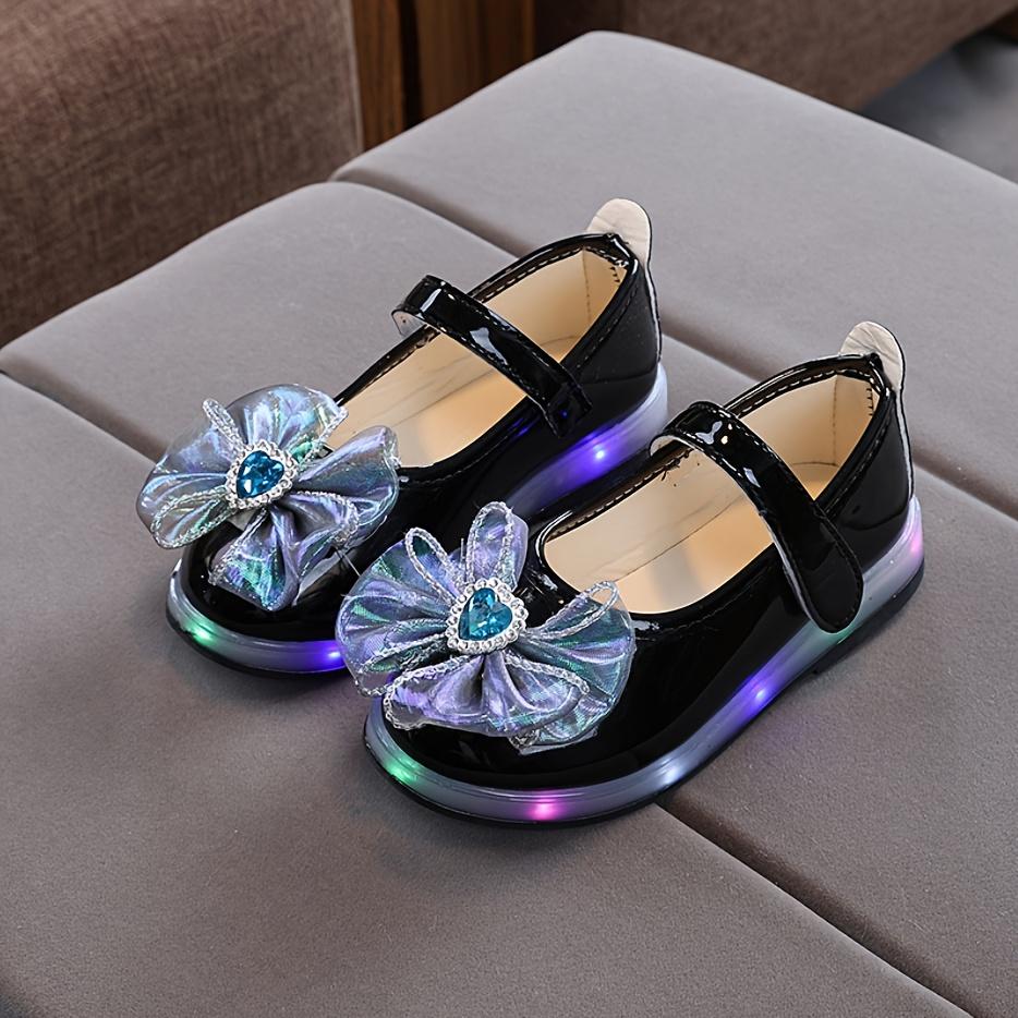

Girls -Up Shoes with Bow & LED Sole - PU Low-Top Sneakers, Tape Closure for & Girls, Cute & Casual Attire (Suitable for Spring/Summer) 25 чорний