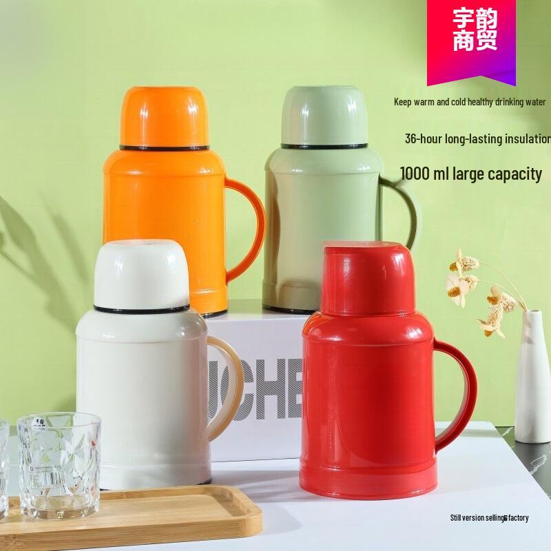 1000ML Large Capacity Thermos Flask, Portable & Insulated, Available in White, Orange, Green, Red