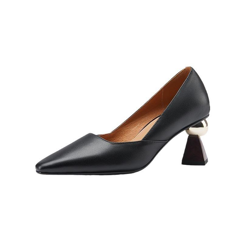 Women's Shoes New 2025 Summer Shallow Mouth Pointed Toe Black Beige Pumps Elegant Fashion French Style High Heels Shoes