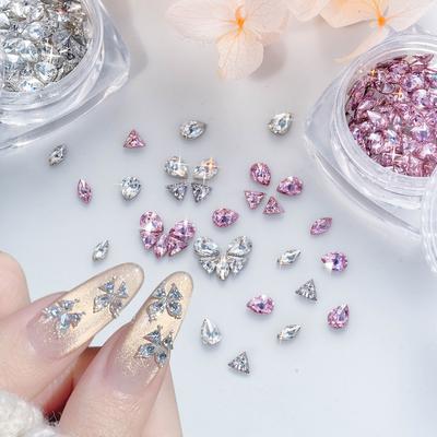 Bow Love Zircon Diamond Mini Mini Small Diamond Plated Bottom Super Flash Inverted Edge Flat Bottom Micro Zirconium Colored Diamond