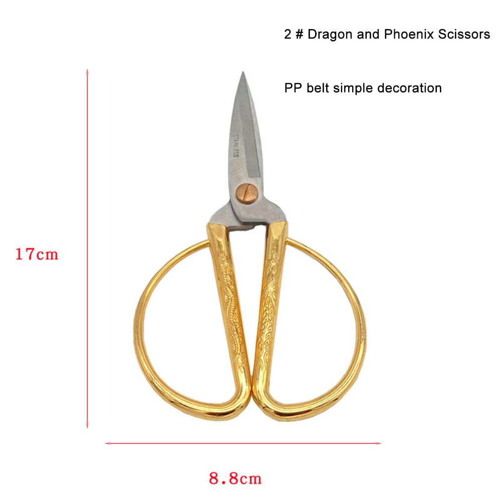 Stainless Steel Dragon and Phoenix Scissors Household Alloy Gold Scissors Ribbon-cutting Wedding Supplies Chinese Folk Custom