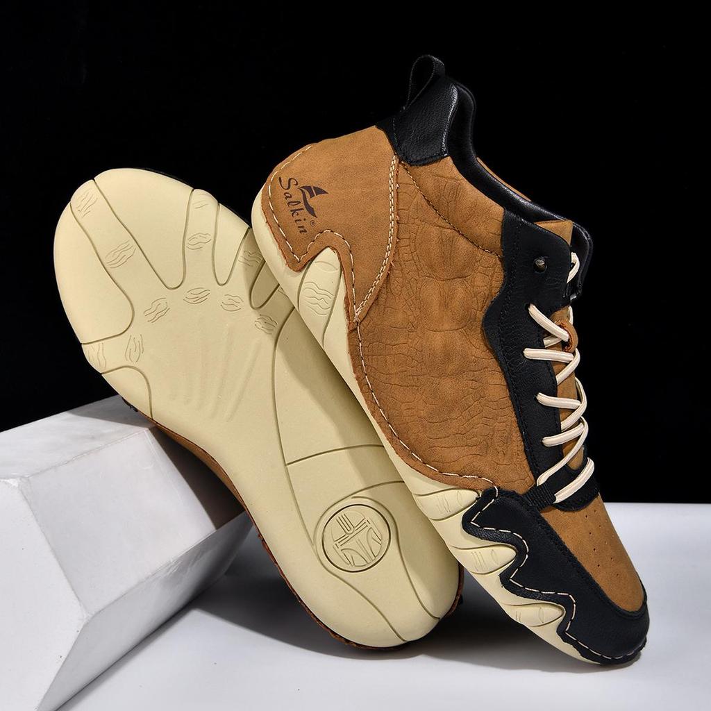New Men's Mid-Top Octopus Martin Boots - Spring/Autumn Handmade Casual Outdoor Shoes