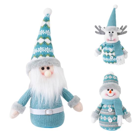 Christmas Doll Blue Snowman Santa Claus Reindeer Christmas Doll Handmade Plush Figure Ornament Home