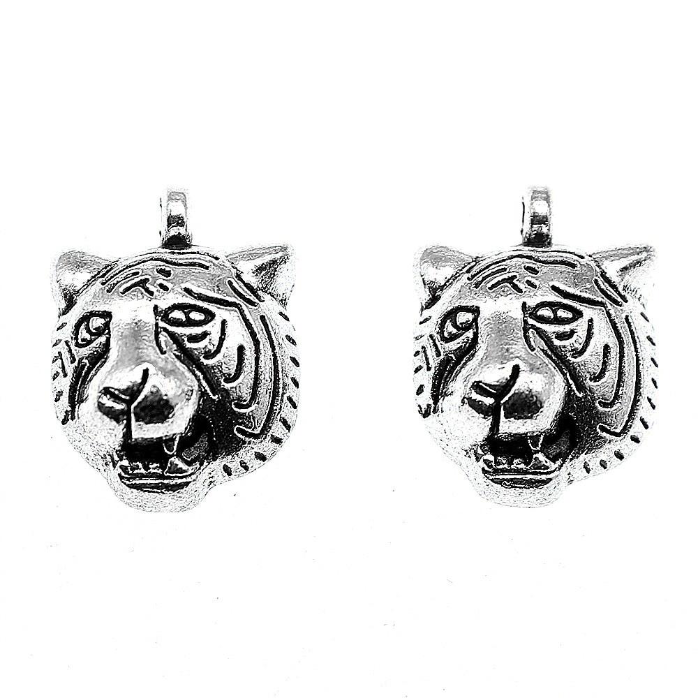 

10 шт., подвески в виде головы тигра, поделки для взрослых, цвет антикварного серебра, бренд: WYISYWG 18x13 мм