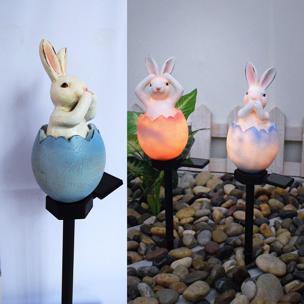 

Solar Powered Waterproof Outdoor Lawn Lamp Cute Rabbit Ground Waterproof Lamp for Garden Lawn Pathway Patio Decor Lighting 1PC синий