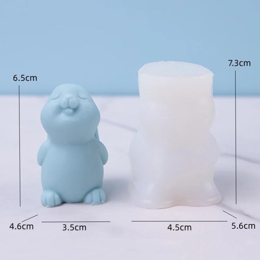 Smiling Rabbit Silicone Candle Molds 3D Cute Animal Crafts Resin Gypsum Soap Mold DIY Chocolate Ice Cake Baking Tool Home Gift