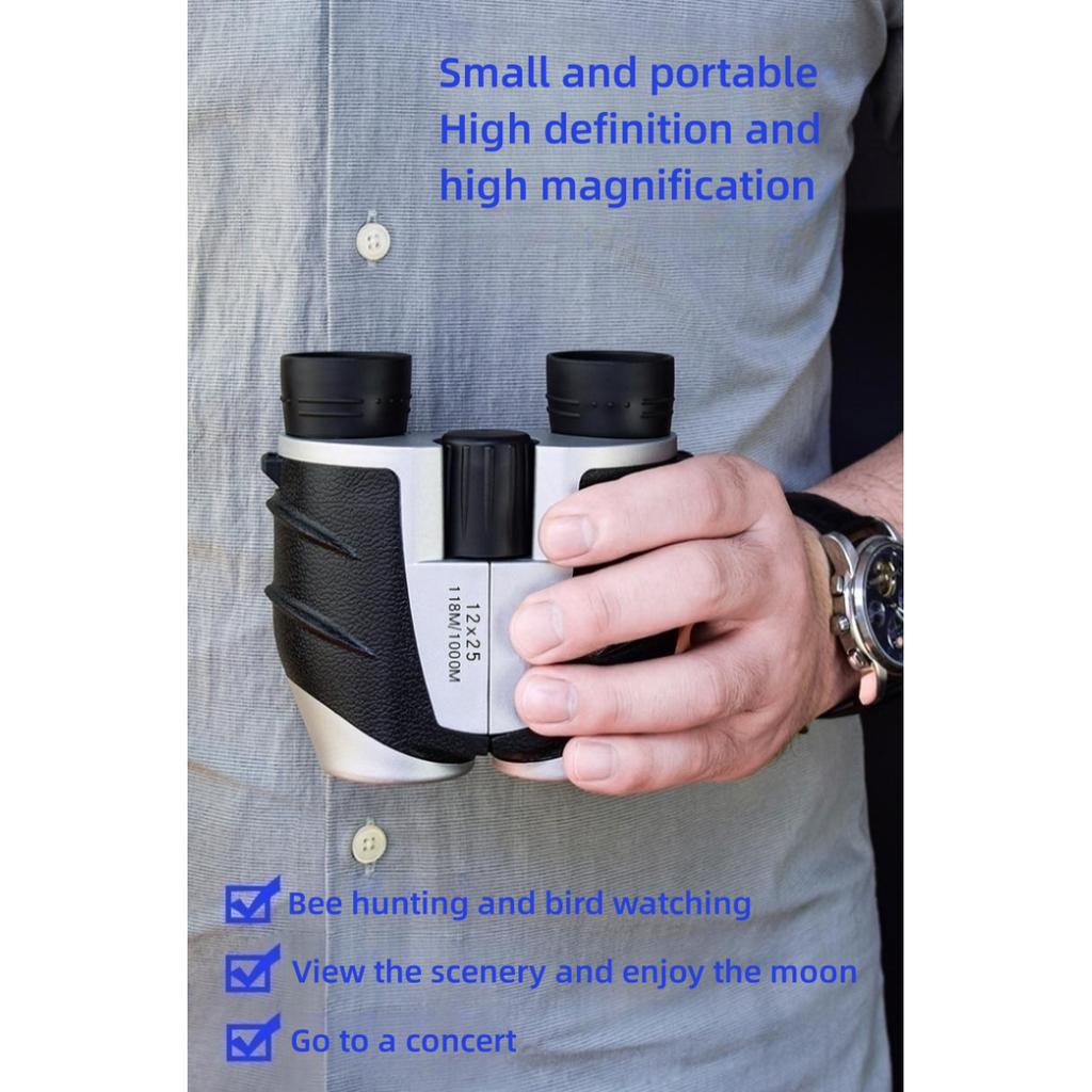 12X25 Compact Binoculars Waterproof Long-distance Binoculars Easy Focus Night Vision Low Light For Bird Watching Outdoor Hunting