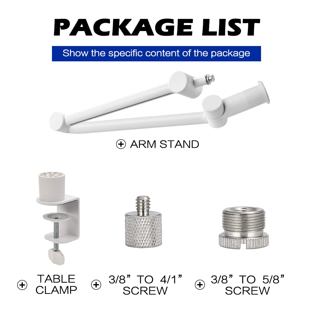 BOMGE Boom Arm Microphone Stand Adjustable Suspension Boom Scissor Arm Stand with Cable Management Channel and Desk Clamp for Home and Recording -