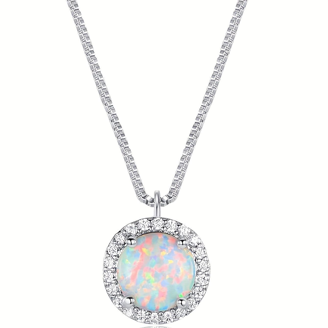 

Fashion and elegance series Opal necklace adjustable chain 8mm opal pendant neck chain jewelry popular in Europe and America