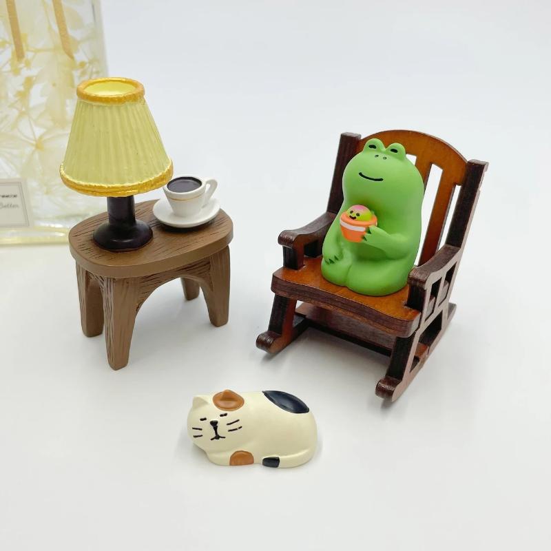 Cute Frog with Rocker Chair Healing Mini Home Office Decoration Desktop Decor Japanese Style Charming Gifts for Friends Wholesal